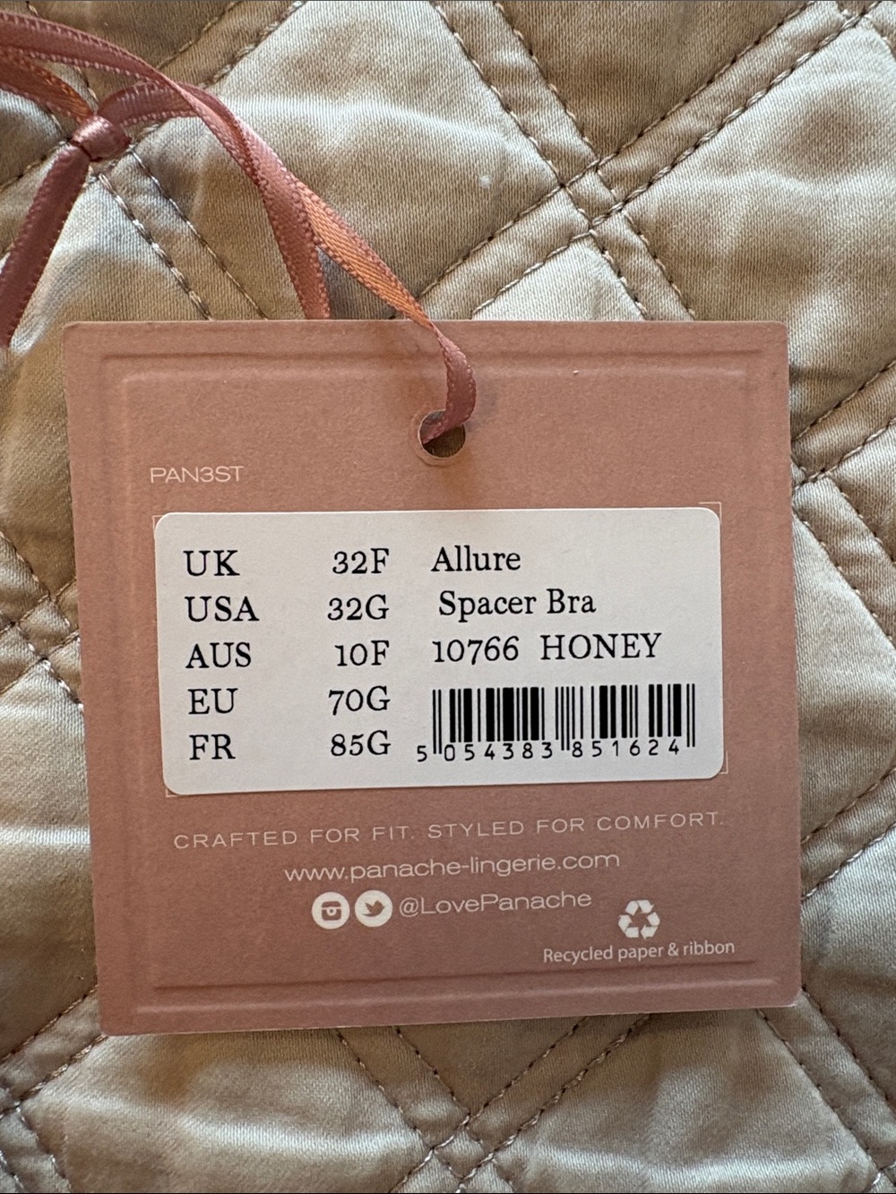 Panache allure spacer bra- honey- 32G- NWT! - Picture 2 of 4